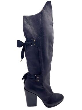 {Vanessa Bruno} Leather & Bows Over Knee Boots